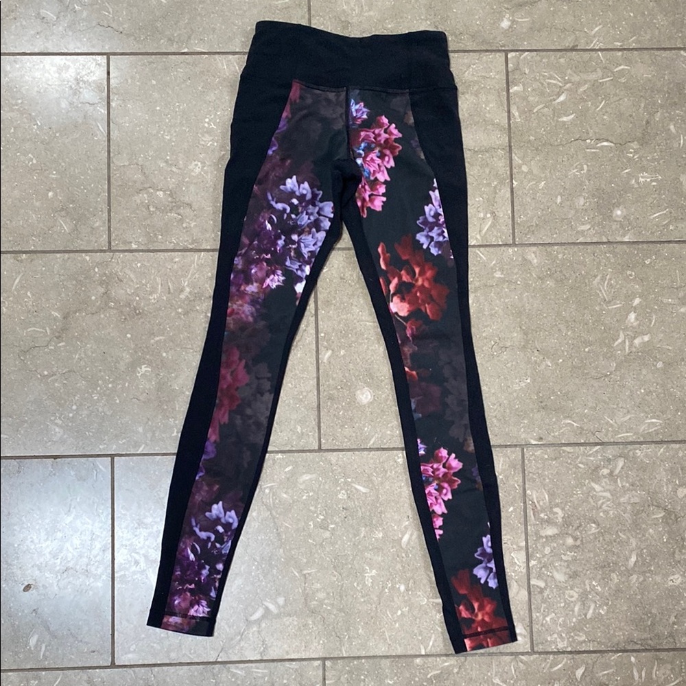 lululemon athletica Black and Purple Leggings with Colorful Abstract Design